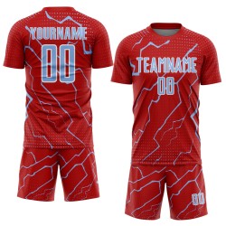 Soccer Red Light Sports Blue-White Uniform Custom Jersey Sublimation Lightning